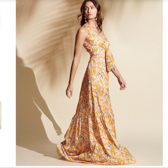 Sachin & Babi Allie Floral Satin Bow Front Long Maxi Dress Size: 8 - Picture 4 of 10